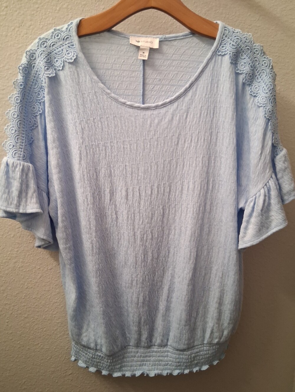 AB Studio Light Blue Boho Blouse Medium